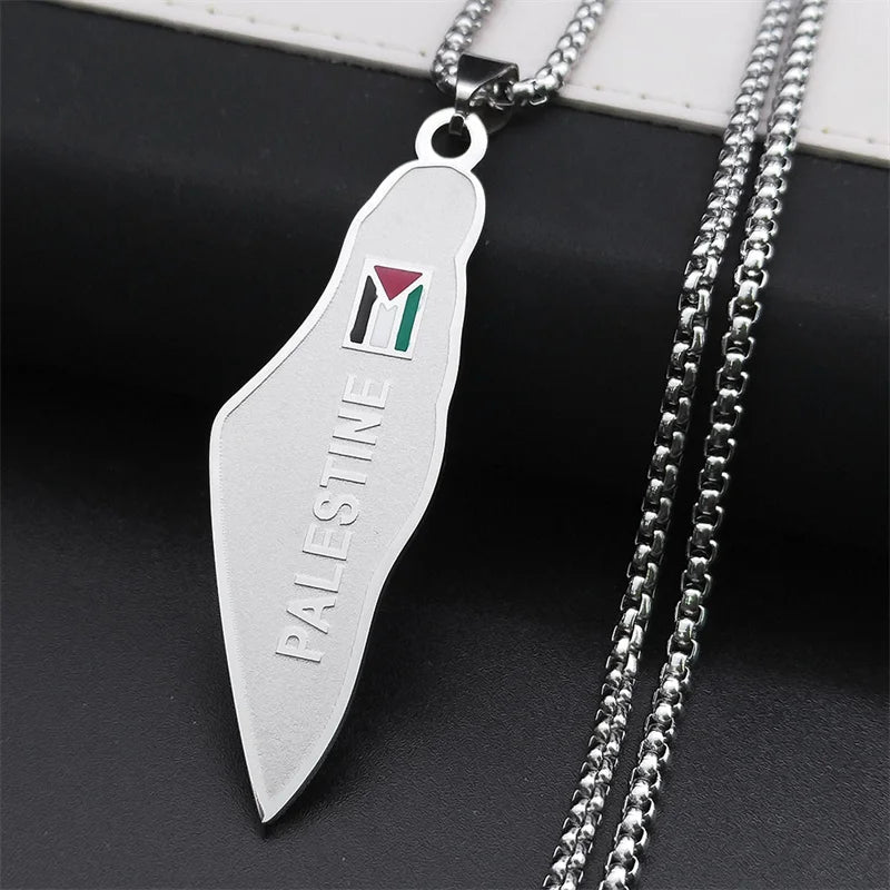 Palestine Map Necklace • Golden with Flag